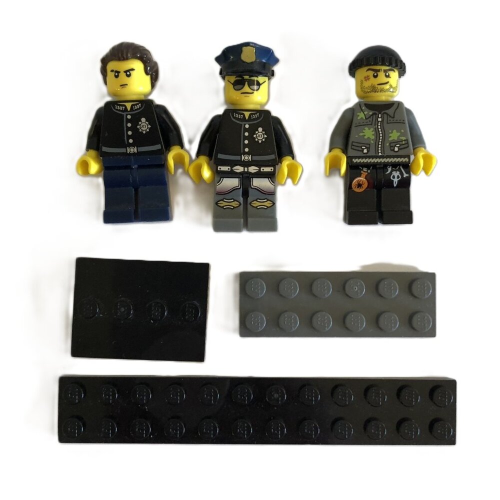 LEGO 3 Mini Figures Brown Hair 93230 Beanie Hat Police Hat 11259 Constable Body